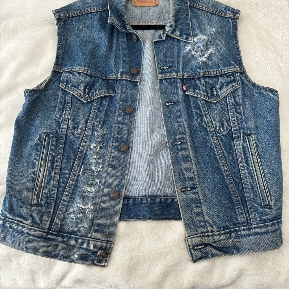 Levi's Distressed Blue Denim Vest